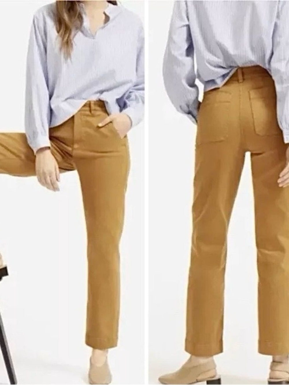 Madewell High Rise Classic Straight Twill Pants In Bronzed Lichen Size 27 | 4